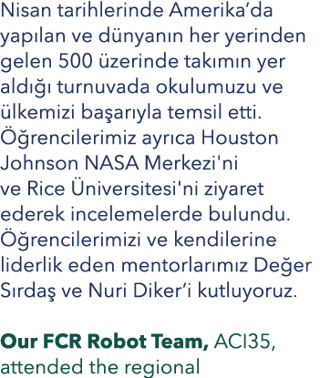 Nisan tarihlerinde Amerika’da yap lan ve d nyan n her yerinden gelen 500 zerinde tak m n yer ald    turnuvada okulum...