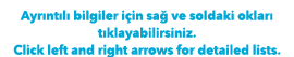 Ayrıntılı bilgiler için sağ ve soldaki okları tıklayabilirsiniz  Click left and right arrows for detailed lists 