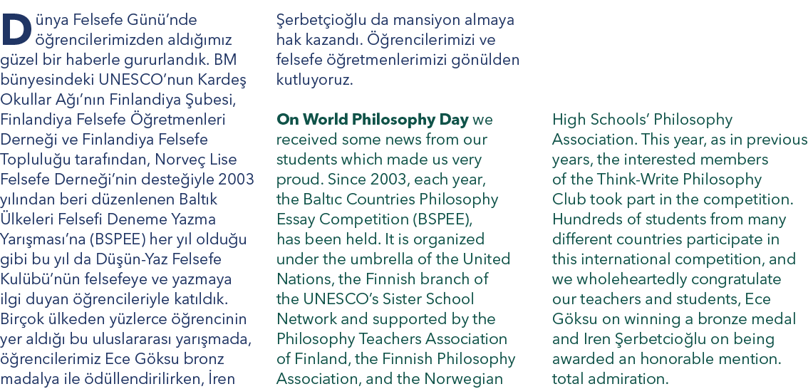 High Schools  Philosophy Association  This year, as in previous years, the interested members of the Think-Write Phil   