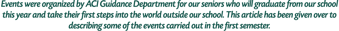 Events were organized by ACI Guidance Department for our seniors who will graduate from our school this year and take...