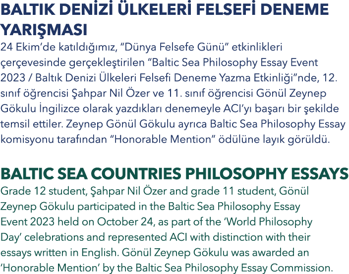 BALTIK DEN Z  LKELER  FELSEF  DENEME YARI MASI 24 Ekim’de kat ld   m z, “D nya Felsefe G n ” etkinlikleri  er evesin...