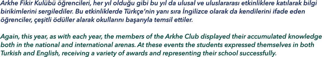 Arkhe Fikir Kul b   rencileri, her y l oldu u gibi bu y l da ulusal ve uluslararas  etkinliklere kat larak bilgi bir...