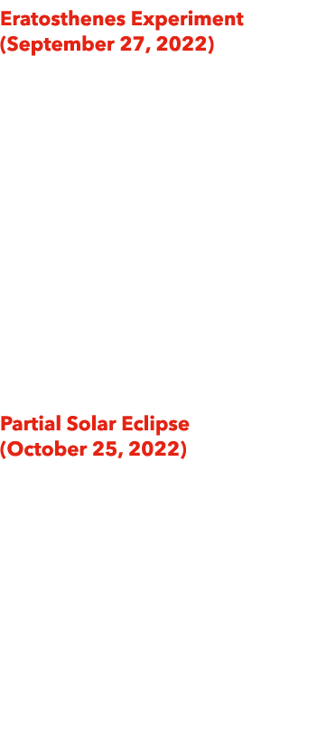 Eratosthenes Experiment (September 27, 2022) On September 23rd, which is close to the autumnal equinox, a rod was pla...
