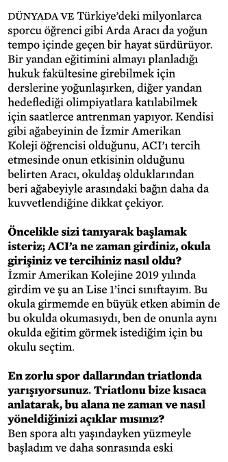 Dünyada ve Türkiye deki milyonlarca sporcu öğrenci gibi Arda Aracı da yoğun tempo içinde geçen bir hayat sürdürüyor     