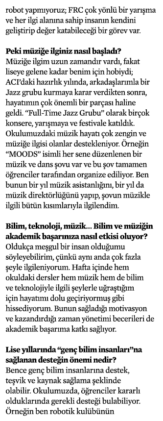 robot yapmıyoruz; FRC çok yönlü bir yarışma ve her ilgi alanına sahip insanın kendini geliştirip değer katabileceği b   