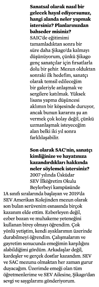 Sanatsal olarak nasıl bir gelecek hayal ediyorsunuz, hangi alanda neler yapmak istersiniz  Planlarınızdan bahseder mi   