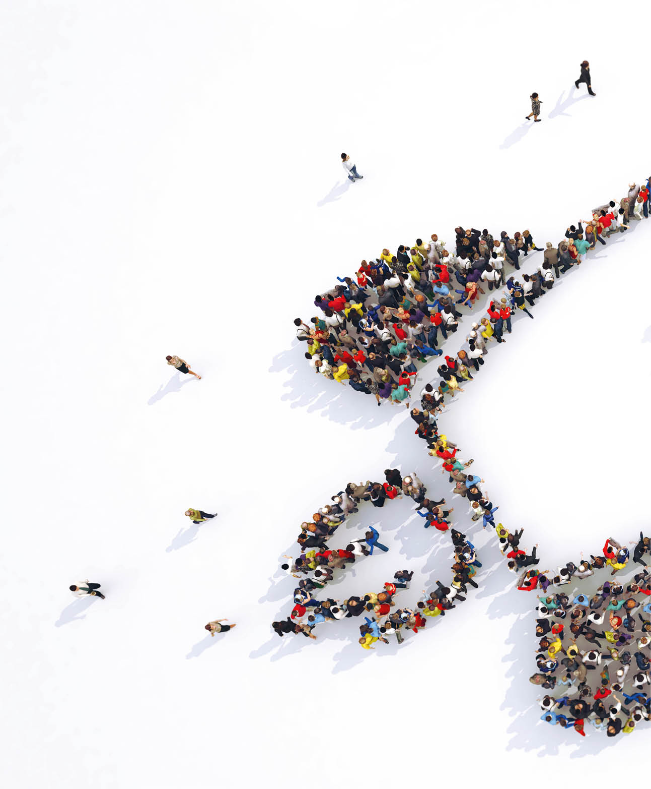 Many people together in a rocket shape  3D Rendering