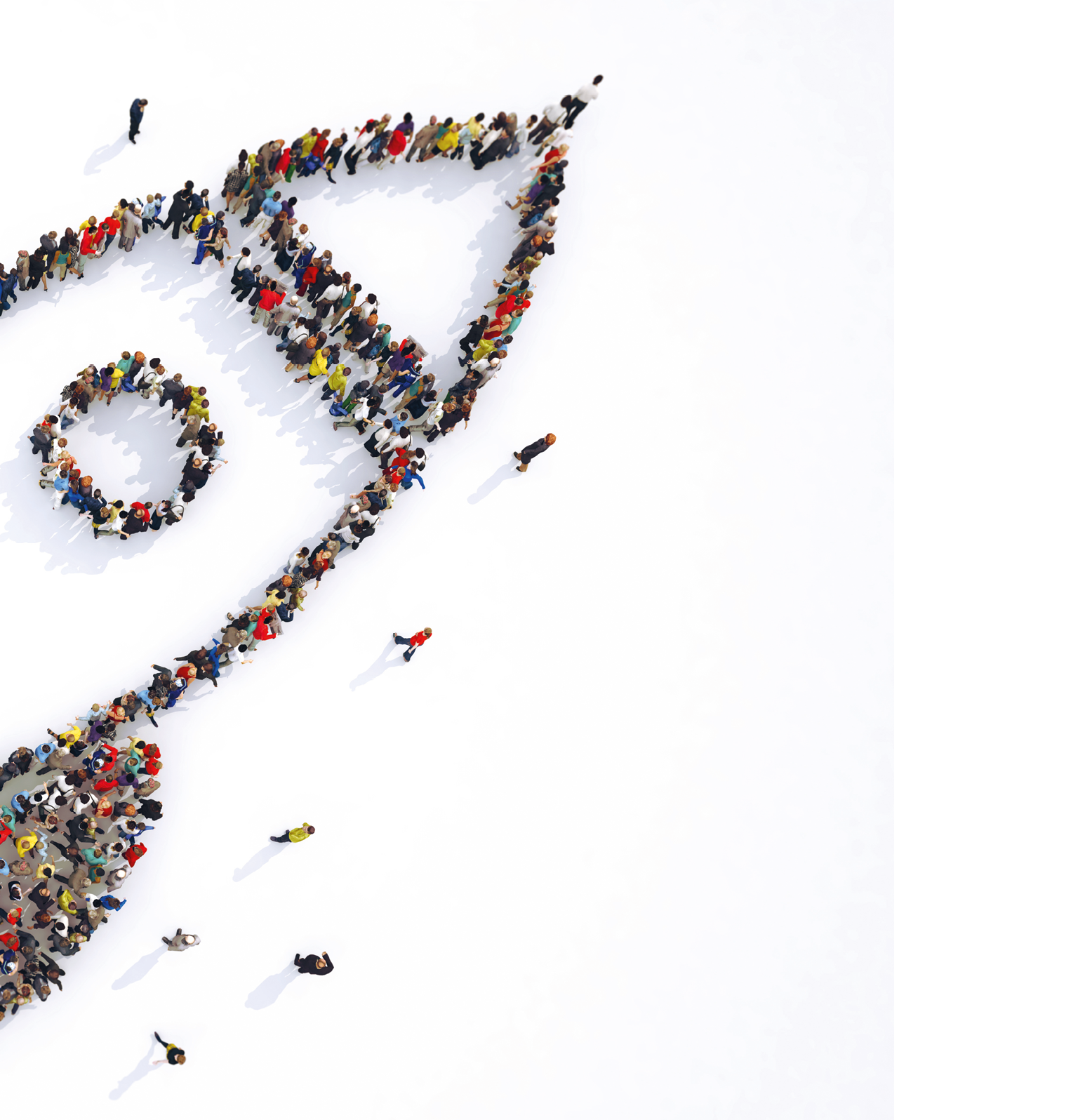 Many people together in a rocket shape  3D Rendering