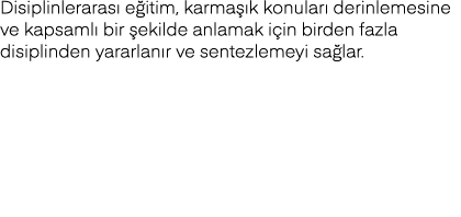 Disiplinlerarası eğitim, karmaşık konuları derinlemesine ve kapsamlı bir şekilde anlamak için birden fazla disiplinde   
