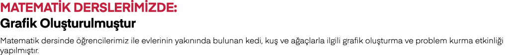 matematik derslerimizde: Grafik Oluşturulmuştur Matematik dersinde öğrencilerimiz ile evlerinin yakınında bulunan ked   