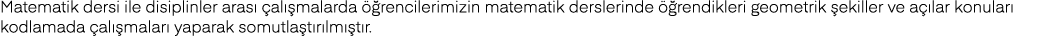 Matematik dersi ile disiplinler arası çalışmalarda öğrencilerimizin matematik derslerinde öğrendikleri geometrik şeki   