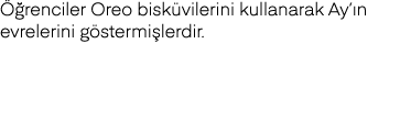 Öğrenciler Oreo bisküvilerini kullanarak Ay ın evrelerini göstermişlerdir 