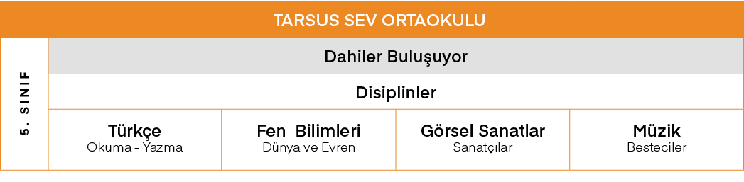 TARSUS SEV ORTAOKULU,5  SINIF,Dahiler Buluşuyor,Disiplinler,Türkçe Okuma - Yazma,Fen Bilimleri Dünya ve Evren,Görsel    