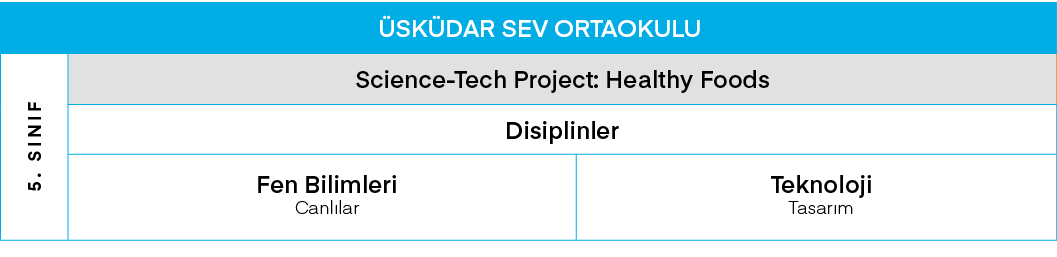 ÜSKÜDAR SEV ORTAOKULU,5  SINIF,Science-Tech Project: Healthy Foods,Disiplinler,Fen Bilimleri Canlılar,Teknoloji Tasarım