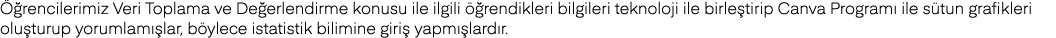 Öğrencilerimiz Veri Toplama ve Değerlendirme konusu ile ilgili öğrendikleri bilgileri teknoloji ile birleştirip Canva   