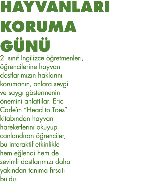 HAYVANLARI KORUMA GÜNÜ 2  sınıf İngilizce öğretmenleri, öğrencilerine hayvan dostlarımızın haklarını korumanın, onlar   