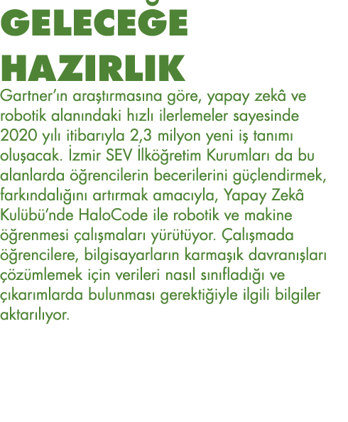 GELECEĞE HAZIRLIK Gartner ın araştırmasına göre, yapay zekâ ve robotik alanındaki hızlı ilerlemeler sayesinde 2020 yı   