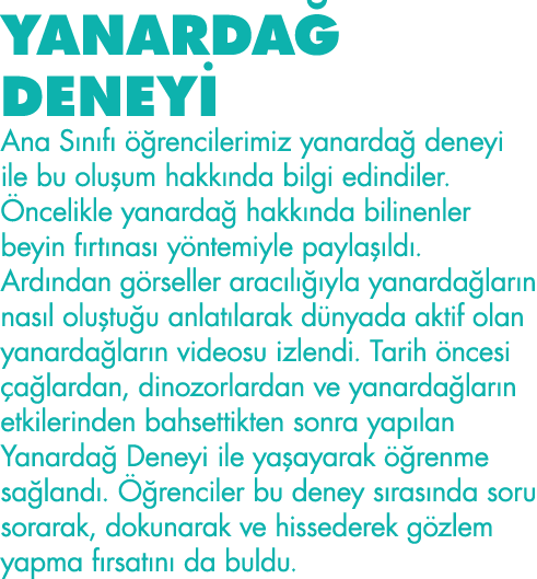 YANARDAĞ DENEYİ Ana Sınıfı öğrencilerimiz yanardağ deneyi ile bu oluşum hakkında bilgi edindiler  Öncelikle yanardağ    