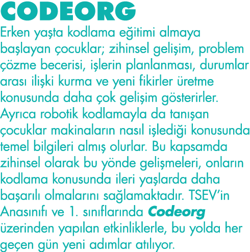 CODEORG Erken yaşta kodlama eğitimi almaya başlayan çocuklar; zihinsel gelişim, problem çözme becerisi, işlerin planl   