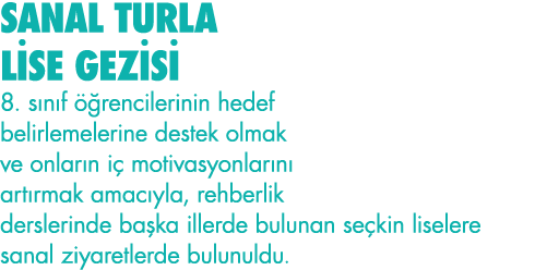SANAL TURLA LİSE GEZİSİ 8  sınıf öğrencilerinin hedef belirlemelerine destek olmak ve onların iç motivasyonlarını art   