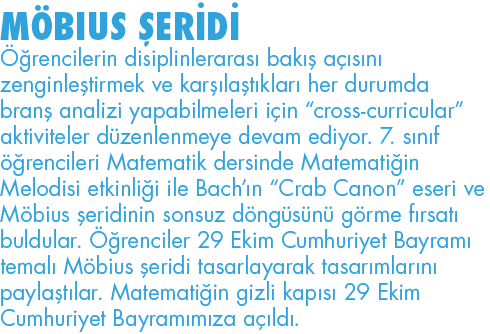 MÖBIUS ŞERİDİ Öğrencilerin disiplinlerarası bakış açısını zenginleştirmek ve karşılaştıkları her durumda branş analiz   