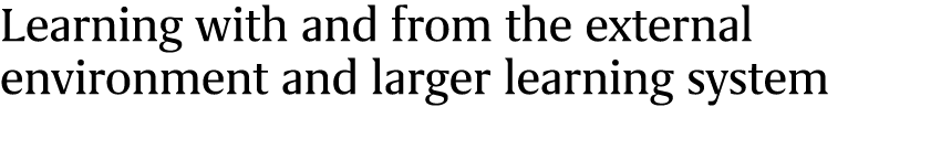 Learning with and from the external environment and larger learning system