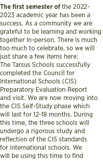 The first semester of the 2022 2023 academic year has been a success. As a community we are grateful to be learning a...