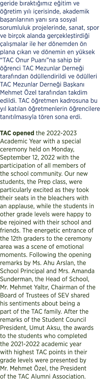 geride b rakt  m z e itim ve   retim y l  i erisinde, akademik ba ar lar n n yan  s ra sosyal sorumluluk projelerind...