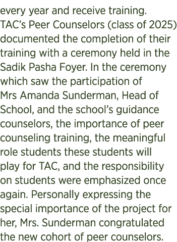 every year and receive training. TAC’s Peer Counselors (class of 2025) documented the completion of their training wi...