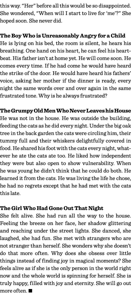this way   Her  before all this would be so disappointed  She wondered,  When will I start to live for  me    She hop   