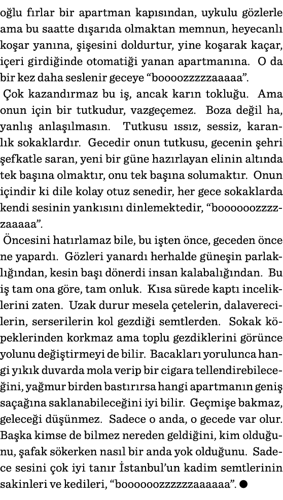 oğlu fırlar bir apartman kapısından, uykulu gözlerle ama bu saatte dışarıda olmaktan memnun, heyecanlı koşar yanına,    