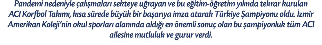 Pandemi nedeniyle al  malar  sekteye u rayan ve bu e itim   retim y l nda tekrar kurulan ACI Korfbol Tak m , k sa s ...