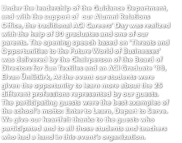 Under the leadership of the Guidance Department, and with the support of our Alumni Relations Office, the traditional...