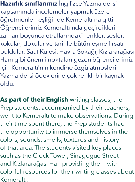 Haz rl k s n flar m z ngilizce Yazma dersi kapsam nda incelemeler yapmak  zere   retmenleri e li inde Kemeralt 'na g...