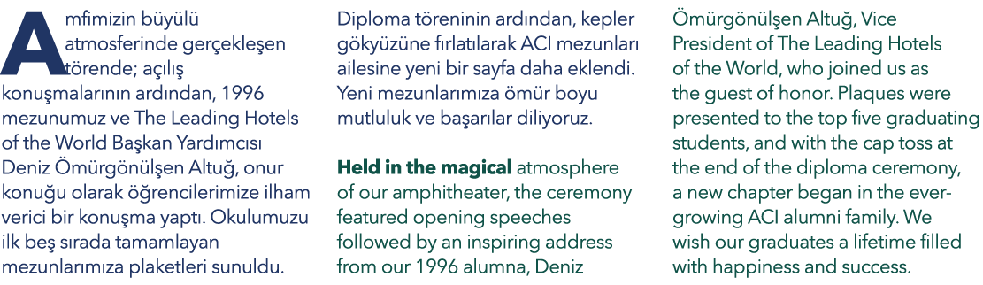 Amfimizin b y l atmosferinde ger ekle en t rende; a  l   konu malar n n ard ndan, 1996 mezunumuz ve The Leading Hote...