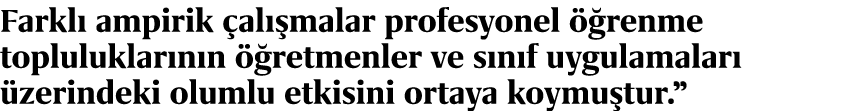 Farkl ampirik  al  malar profesyonel   renme topluluklar n n   retmenler ve s n f uygulamalar   zerindeki olumlu etk...