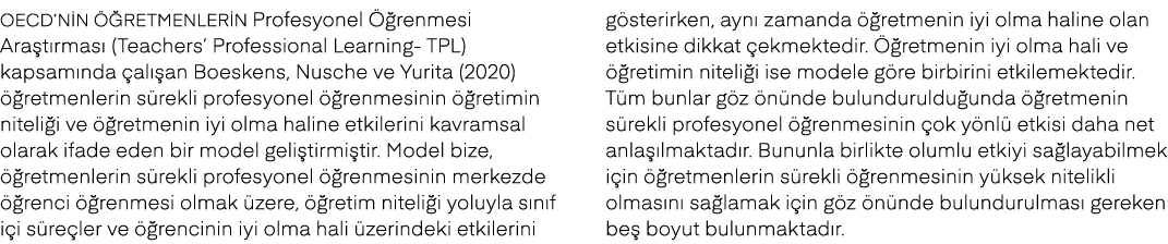 OECD’nin  retmenlerin Profesyonel   renmesi Ara t rmas  (Teachers’ Professional Learning TPL) kapsam nda  al  an Boe...