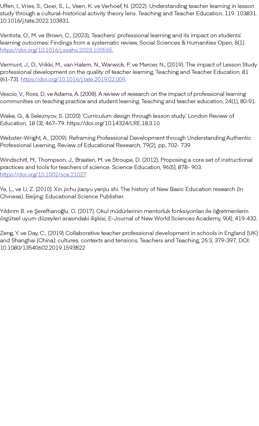 Uffen, I., Vries, S., Goei, S., L., Veen, K. ve Verhoef, N. (2022). Understanding teacher learning in lesson study th...