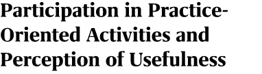 Participation in Practice Oriented Activities and Perception of Usefulness