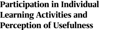 Participation in Individual Learning Activities and Perception of Usefulness 