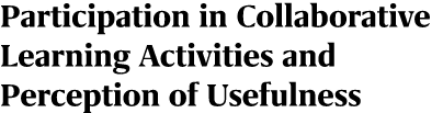 Participation in Collaborative Learning Activities and Perception of Usefulness