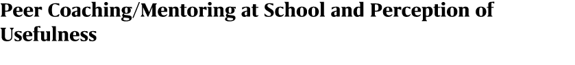Peer Coaching/Mentoring at School and Perception of Usefulness 
