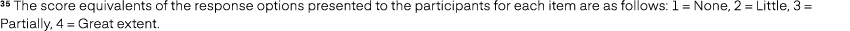 35 The score equivalents of the response options presented to the participants for each item are as follows: 1 = None...