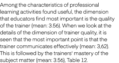 Among the characteristics of professional learning activities found useful, the dimension that educators find most im...