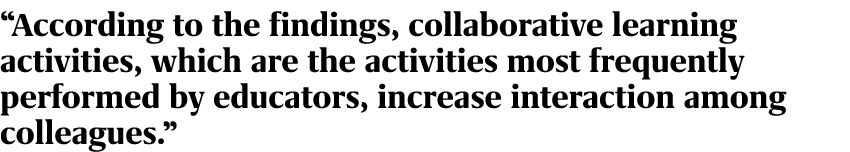 “According to the findings, collaborative learning activities, which are the activities most frequently performed by ...