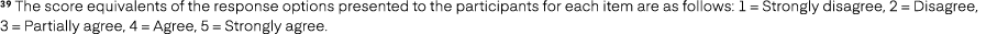 39 The score equivalents of the response options presented to the participants for each item are as follows: 1 = Stro...