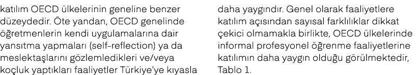 kat l m OECD lkelerinin geneline benzer d zeydedir.  te yandan, OECD genelinde   retmenlerin kendi uygulamalar na da...