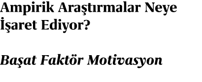 Ampirik Ara t rmalar Neye  aret Ediyor? Ba at Fakt r Motivasyon 