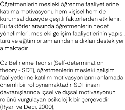  retmenlerin mesleki   renme faaliyetlerine kat lma motivasyonu hem ki isel hem de kurumsal d zeyde  e itli fakt rle...