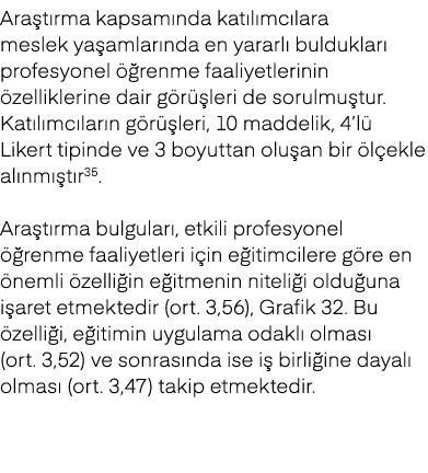 Ara t rma kapsam nda kat l mc lara meslek ya amlar nda en yararl bulduklar  profesyonel   renme faaliyetlerinin  zel...